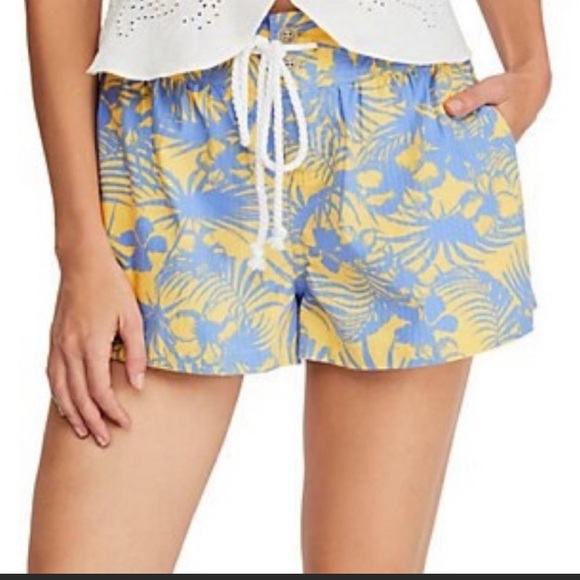 Free people yellow blue island Bermuda shorts nwot